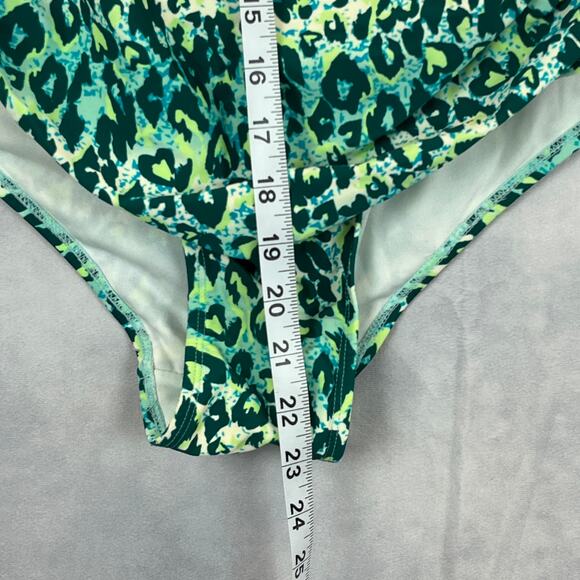 Serra One Piece Green Leopard Print Keyhole Swimsuit Large - Picture 7 of 9